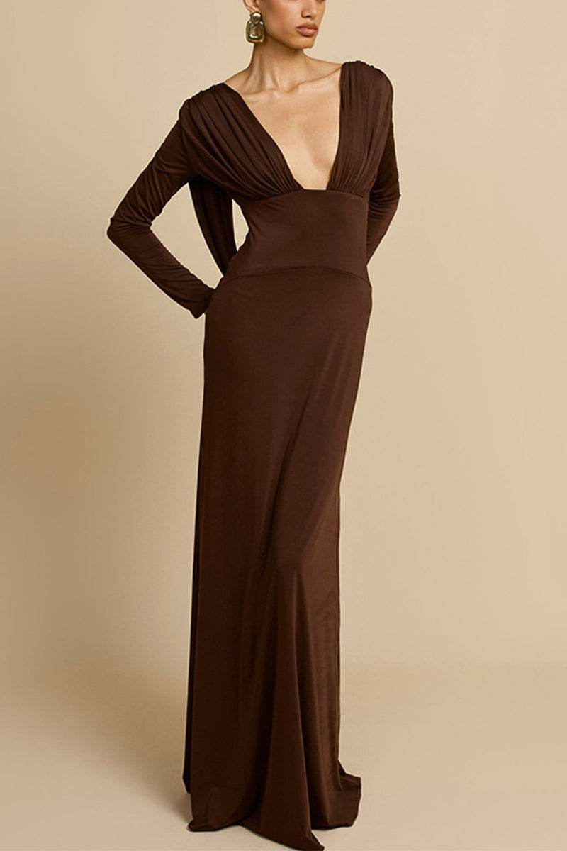 Sheath-Column Maxi Knitted Fabric Dress 962163073803 - COCOMELODY